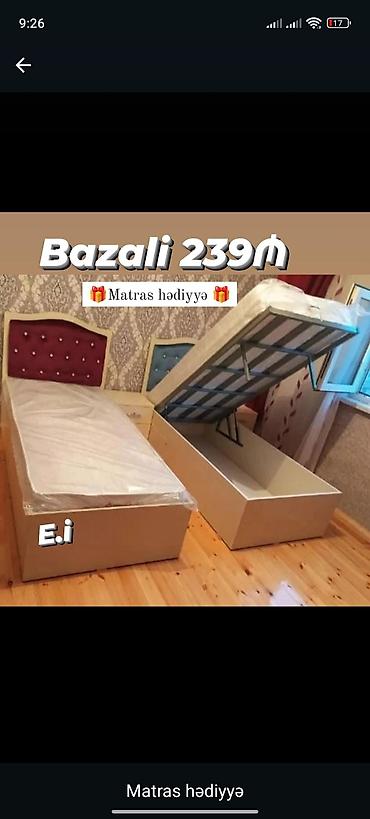 taxt baza: Yeni, Təknəfərlik çarpayı, Bazalı, Matras ilə, Siyirməsiz — 1