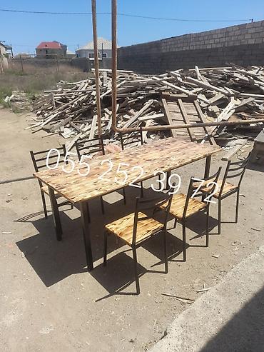 Bağ, çöl masa və oturacaq dəstləri: Yeni, Kvadrat masa, 6 stul, Açılmayan, Stullar ilə, Taxta, Azərbaycan — 6