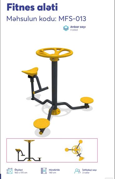 Digər trenajorlar: Açıq hava fitnes avadanlıqları – sarı/qrafit rəng palitrası, metal — 15