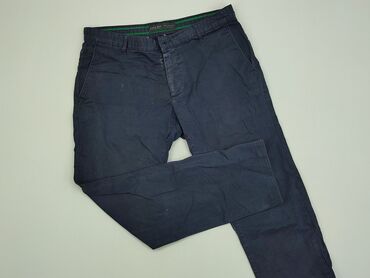 Spodnie: Spodnie Zara, L (EU 40), stan - Bardzo dobry, wzór - Jednolity kolor, kolor - Niebieski