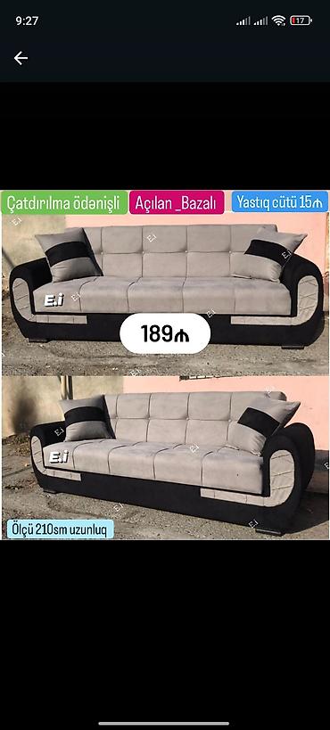 qara divan: Divan-kravat, Yeni, Açılan, Bazalı, Parça, Ödənişli çatdırılma — 1