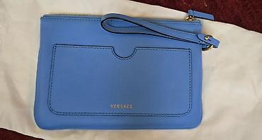 çanta şəkilləri: Versace dəri əl çantası (clutch) - Rəng: açıq mavi - Material: hamar — 2