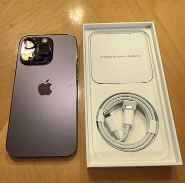 Apple iPhone: IPhone 14 Pro Max, 128 GB, Deep Purple, Simsiz şarj, Face ID, Sənədlərlə