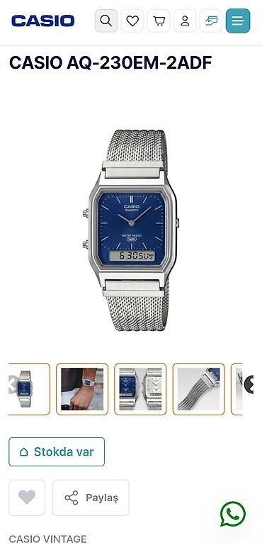 saat satisi: CASIO AQ-230EM-2ADF – hibrid analoq-rəqəmsal qol saatı. Hazırda rəsmi — 1