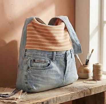 torba carpisa: Unikatna torba od recikliranog teksasa - Materijal: svetloplavi — 1