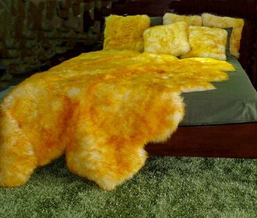 купить постельное белье в бишкеке: Покрывало ковер овчина (натуральный мех) на кровать, размер 150 см