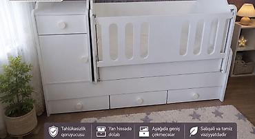 Beşiklər: Ağ rəngli funksional beşik-dolab kombinasiyası - Körpələr üçün rahat — 1
