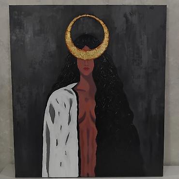 Orijinal əl işi. 80×90 sm. Kətan üzərində akril və yağlı boya