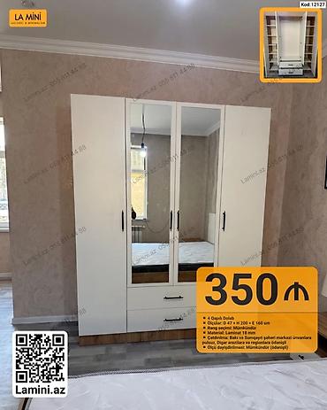 Dolablar: 4 qapılı şkaf – Kod: 12127 - Ölçülər: D 47 × H 200 × E 160 sm - Rəng — 1