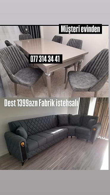 Dest mebel dəsti – Fabrik istehsalı Tərkib: - Künc divan: tünd boz