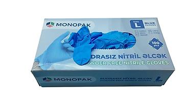 Monopak marka göy nitril əlcək (paçkada 100 ədəd) Çin istehsalı — 1