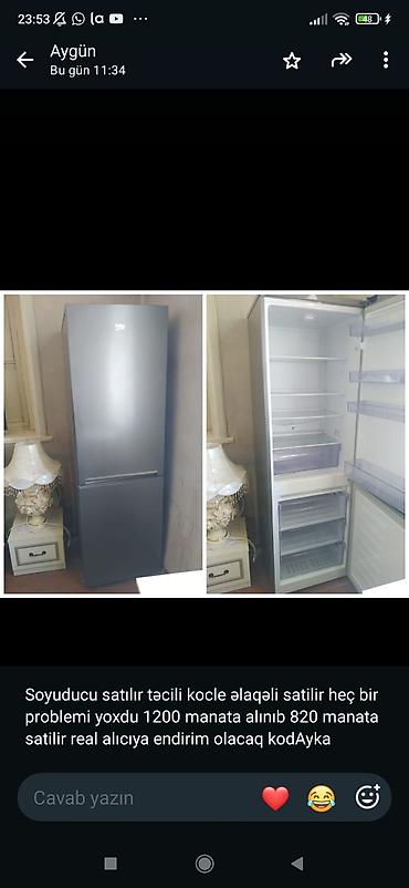 xaladenik satışı: Soyuducu – Indesit, iki kameralı - Aşağıda dondurucu bölmə, yuxarıda — 2