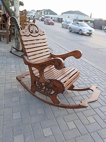 mebel materialı: Taxta yelləncək kreslo - Material: tam taxta konstruksiya, cilalanmış — 1
