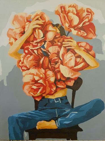 Şəkillər, tablolar: Əl isı, kətan uzərində akril boya ilə cəkılib, ручная работален — 6