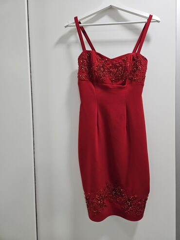 diline haljina: Bоја - Crvena, Koktel, klub, Na bretele