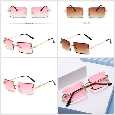 женское украшение: Безрамочные солнцезащитные очки с огранкой, женские, без оправы