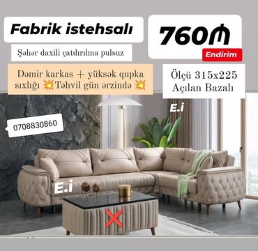 fabrik mebel: Künc divan, Yeni, Açılan, Bazalı, Şəhərdaxili pulsuz çatdırılma