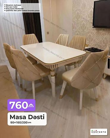 Ev və bağ: Məhsul: Masa dəsti - Ölçü: 90×160/200 sm - Mexanizm: Açılmayan - Stul — 1
