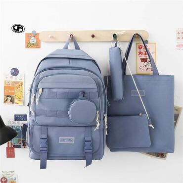 Rukzaklar: Dördlü və beşli çantalar dəsti. Dəstə bir ədəd rəngli və rəngli — 16