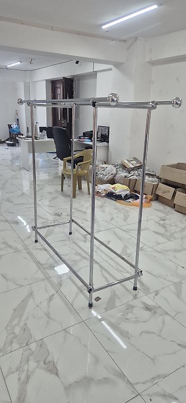 вешалки для магазина: Mağaza üçün metal asılqan stendi - Material: cilalanmış xrom/metal — 2