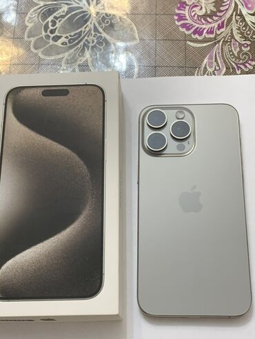 Apple iPhone: IPhone 15 Pro Max, Б/у, 256 ГБ, Natural Titanium, Коробка, 88 % — 1