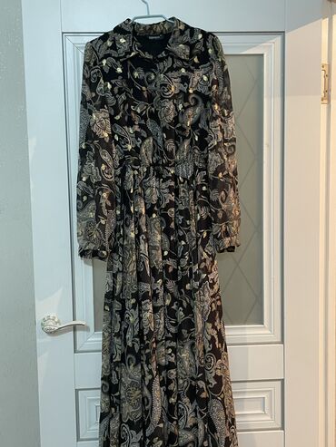 платье 48 размер: Повседневное платье, Турция, Осень-весна, Длинная модель, Шифон, 4XL (EU 48)