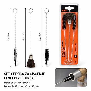 KMT Mali četka za set 9363479 Set od 3 četkice za čišćenje cevi i