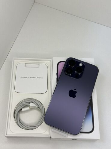 бу телефоны ош айфон: IPhone 14 Pro, Б/у, 256 ГБ, Deep Purple, Кабель, Коробка, 88 %
