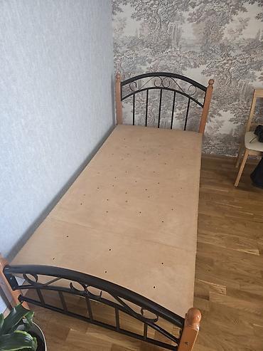 Metal-taxta çarpayı karkası - Ölçü: təxmini tək nəfərlik (standart