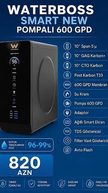 su krant: WATERBOSS SMART NEW – Pompalı 600 GPD su təmizləmə sistemi — 2