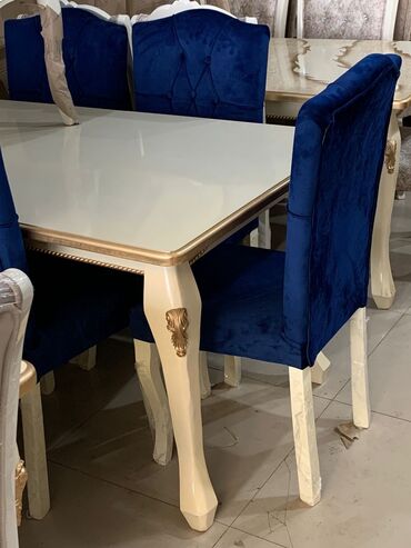 Masalar və oturacaqlar: Qonaq otağı üçün, Yeni, Açılan, Dördbucaq masa, 6 stul, Azərbaycan