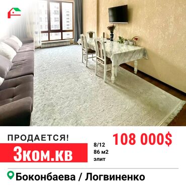 Продажа квартир: 3 комнаты, 86 м², Элитка, 8 этаж, Евроремонт