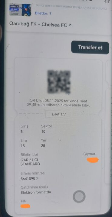 Maskalar, eynəklər: Satılır: Futbol bileti 📅 Oyun tarixi: Ayın 5-i ⏰ Saat: 21:45 📍 Məkan