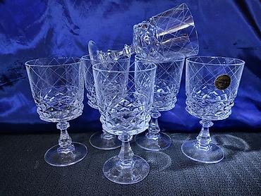 Čaše: Lux daimond,case za vino kristal,rucni rad d'Argues Francuska iz 80ih — 1