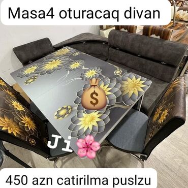 Divan və masa dəstləri: Künc divan masa oturacaq rəng seçimi var