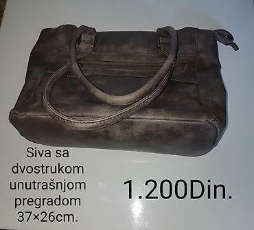 mona kais: Siva ženska torba, dimenzije 37×26 cm. Dvostruka unutrašnja pregrada — 1