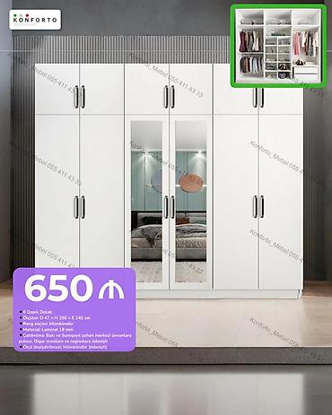 6 qapılı paltar dolabı - Ölçü: D 47 × H 250 × E 240 sm - Rəng seçimi