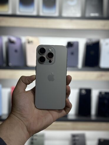 Apple iPhone: IPhone 15 Pro, 128 GB, Gümüşü, Zəmanət, Simsiz şarj, Face ID