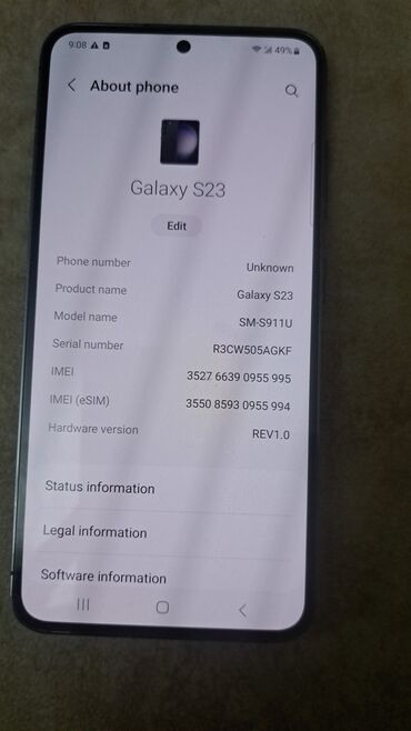 telfonlar tap.az: Samsung Galaxy S23, 128 ГБ, цвет - Черный, Сенсорный, С документами