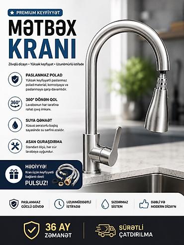 isti su kranti: Mətbəx kranı – premium keyfiyyət, zövqlü və modern dizayn — 2