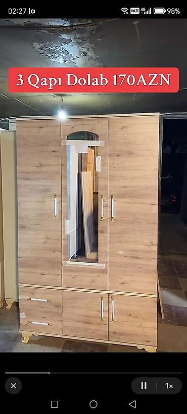 divarda kitab refi: Yeni, 4 qapılı, Güzgülü, Bej, Açılan, Düz dolab — 9