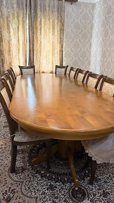 study table: БОЛЬШОЙ ОРЕХОВЫЙ СТОЛ - Стол овальной формы, натуральный массив — 1
