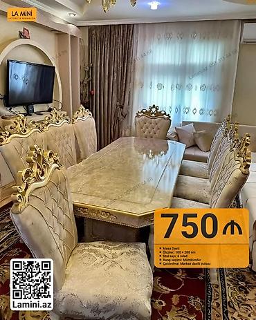 Masa dəsti – klassik dizayn - Ölçülər: 100 x 200 sm masa - Stul sayı