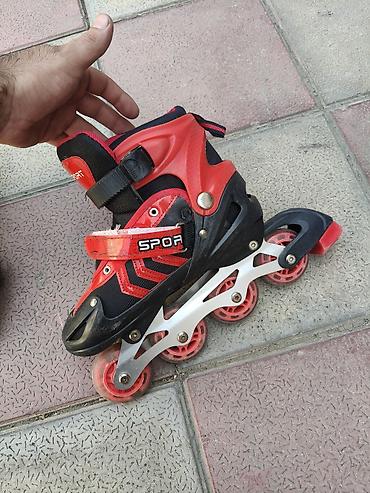 Roliklər: Uşaq üçün inline konkiseti (roller skates) - Rəng: qırmızı/qara - 4 — 4