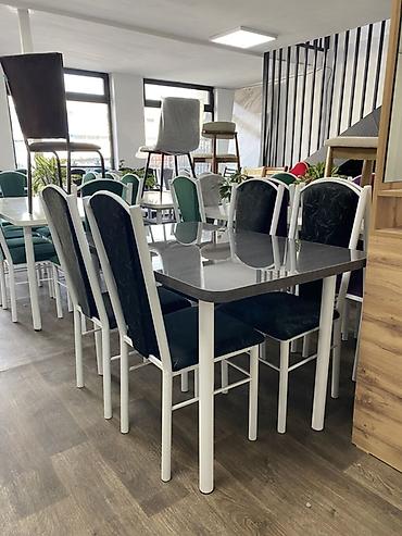 silver kitchen: Обеденный комплект: прямоугольный стол + 6 стульев - Столешница — 3