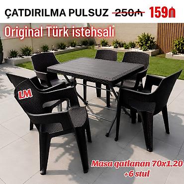 işlənmiş plastik stol stul: Yeni Plastik masa dəsti📌 Türk istehsalı masa + 4stul 📌 Qiymət: 159₼ — 1