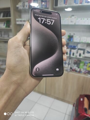 işlənmiş iphone kreditlə: IPhone 15 Pro, 128 GB, Gümüşü, Zəmanət, Simsiz şarj, Face ID