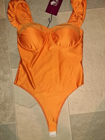 elegantní crop top: S (EU 36), Satin, Single-colored, color - Orange