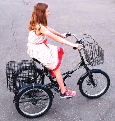 взрослый трёхколёсный велосипед: Трёхколёсный велосипед новый цвет черный, вес до 80 кг. Возраст