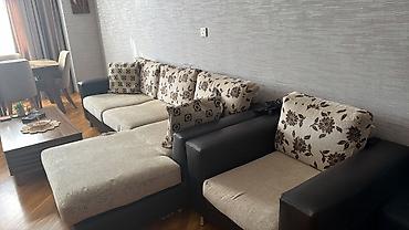 Künc divan dəsti - Tərkib: 1 böyük L formalı künc divan + 1 ədəd